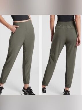 Athleta Olive Green Brooklyn Textured Jogger Pants Size 4